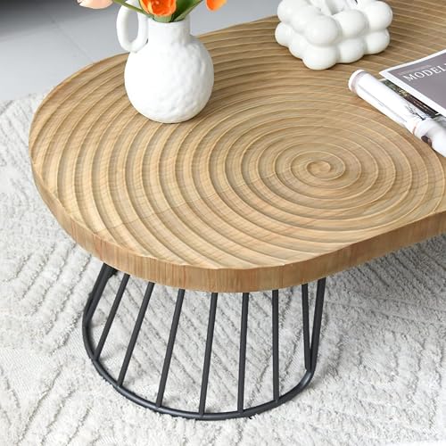 Zouron Couchtisch Holz Oval - Ellipse Wohnzimmertisch Holz Coffe Table wie Wasserwellen Design Hellbraun Tisch Metallgestell 120x60x40cm Zouron Couchtisch Holz Oval - Ellipse Wohnzimmertisch Holz Coffe Table wie Wasserwellen Design Hellbraun Tisch Metallgestell 120x60x40cm von Zouron