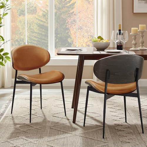 Zouron Esszimmerstühle 2er Set Braun Kunstleder - Mitte des Jahrhunderts modern Retro-Kunstleder gepolstert Küchen- und Esszimmerstühle mit Braunen Metallbeinen armloser Akzentstul Braun Zouron Esszimmerstühle 2er Set Braun Kunstleder - Mitte des Jahrhunderts modern Retro-Kunstleder gepolstert Küchen- und Esszimmerstühle mit Braunen Metallbeinen armloser Akzentstul Braun von Zouron
