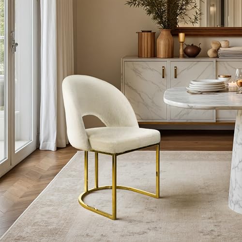 Zouron Esszimmerstuhl Beige - Polyesterstuhl Polsterstuhl Sessel Metallbeine Küchenstuhl Wohnzimmerstuhl für Home Office Goldbeine von Zouron