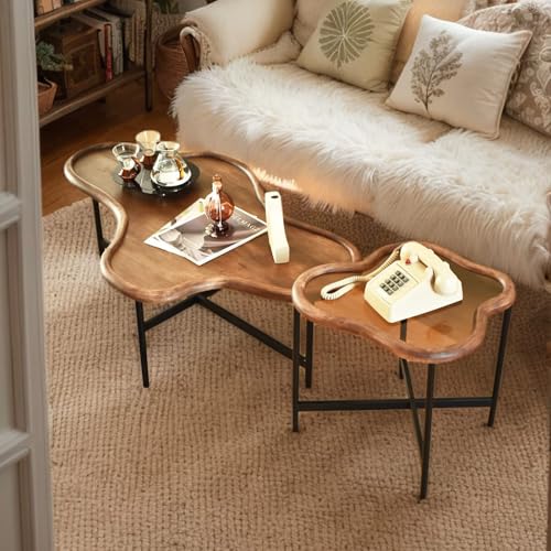 Zouron Satztisch Couchtisch Holz Oval Ellipse Wohnzimmertisch Holz Coffe Table Gehärtetes Glas Vintage Dunkelbraun Tisch 2Er Set Metallgestell 118x77x40cm Mit 59x52x49cm Zouron Satztisch Couchtisch Holz Oval Ellipse Wohnzimmertisch Holz Coffe Table Gehärtetes Glas Vintage Dunkelbraun Tisch 2Er Set Metallgestell 118x77x40cm Mit 59x52x49cm von Zouron