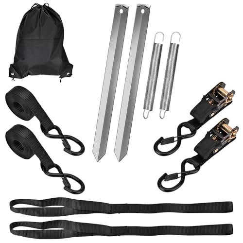 Zoutpy Sturmband Markise Set für Thule Omnistor wohnmobilausstattung, Sturmsicherung für Vorzelt und Zubehör fürs Wohnmobil | 35cm Erdanker | Wohnwagen hold down Side kit mit Sturmleine von Zoutpy