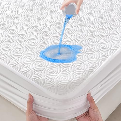 Matratzenschoner 90 x 200cm, wasserdichte Matratzenauflage aus Geräuschlosem Material, Matratzentopper Schoner Wasserdicht und Atmungsaktiv, Passend für Matratzen Bis 30cm Dicke von Zouway