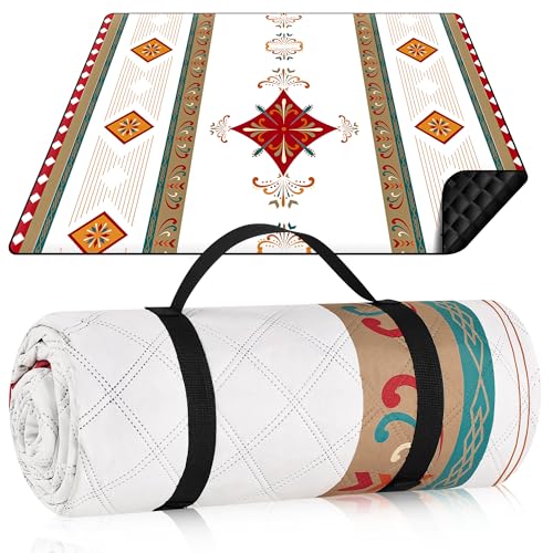 Picknickdecke Wasserdicht 200x200cm, Stranddecke Sandfrei XXL für 4-6 Personen, Camping Decke Wasserfest mit Tragegriff, Leicht & Tragbar Picnic Blanket Faltbare für Strand, Picknick & Camping (Rot) von Zouway
