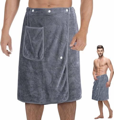 Zouway Saunakilt Herren 60x150 cm, Verstellbarer Druckknopf Saunahandtuch, Saunatuch Elastischer Bund, Sauna Kilt Männer Geeignet für Sauna, Schwimmbad, Strand von Zouway