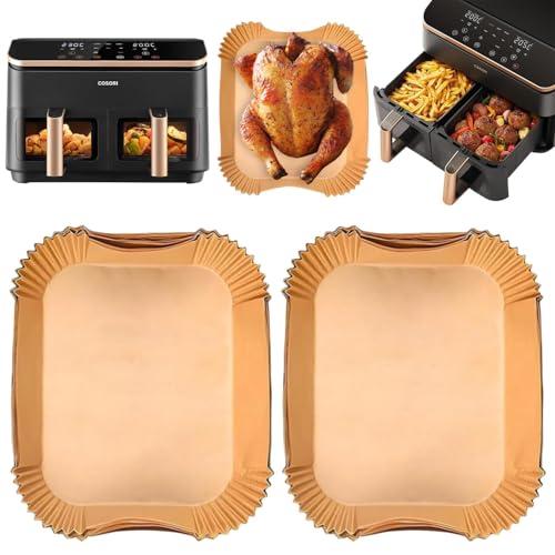 120 Stück Airfryer Backpapier für Heißluftfritteuse Cosori 8,5L,Cookwise 9L, Airfryer Zubehör für COSORI CAF-R901-AEU, Heißluftfritteuse Zubehör für Cosori Heißluftfritteuse 2 Kammern Airfryer von Zouwel