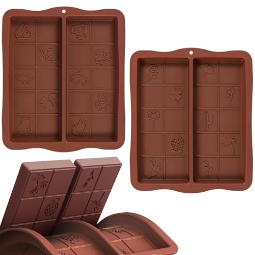 2 Stück Schokoladenform Silikon Tief,Silikonform Schokolade Dubai Schokolade Form,Schokoladentafel Form für Schokolade Praline Süßigkeiten DIY Backen von Zouwel