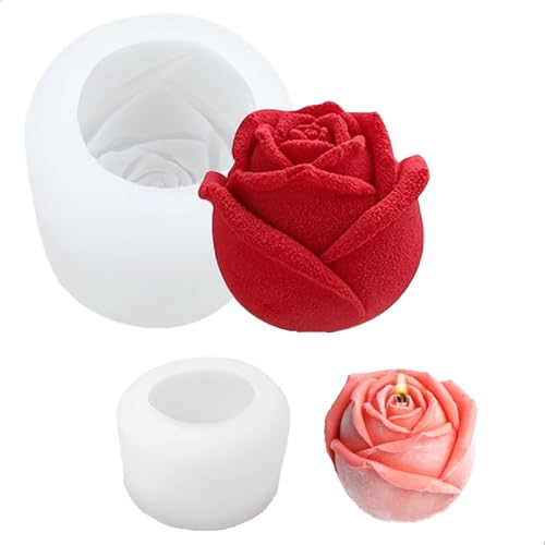 2 Stück kerzenformen zum gießen, 3D silikonform Kerzenform Blume Kerzengießformen, silikonform blumen rose kerzen selber machen set für Muttertag Valentinstag Geburtstagsfeier von Zouwel