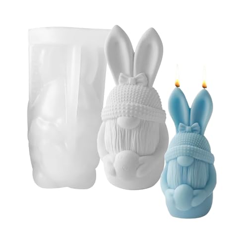 Silikonform Wichtel Ostern kerzenhalter Osterhase Silikon Gießform DIY Silikonformen Gießformen Ostern 3D Kerzenformen Seifenform Kaninchen Kerzenständer Silikon Backform Ohren Hase Ostergeschenke von Zouwel