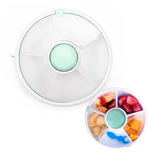 Zouwel Snack Spinner,Rotierende Aufbewahrung,Snack Box mit Deckel,Snackschale Organizer,Aufbewahrungsboxen Snackbehälter - Snackbox mit Fächern,Snackteller für unterwegs (Grün) von Zouwel