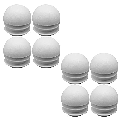 Zoyay Weiß Hälfte kugelförmig Rohrstopfen,Lamellenstopfen Rohrabdeckung aus PE Kunststoff für Runde Röhre Hockerbeine,Stuhlbein Endstopfen, Metallrohren Tischbein Kappen-8 Stück_16mm von Zoyay