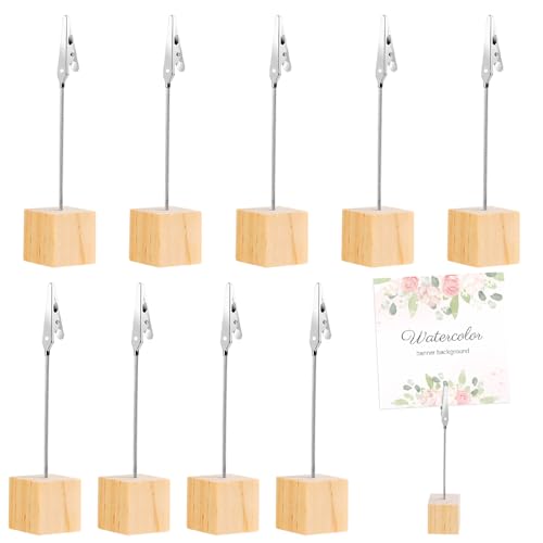 Fotohalter mit Stand, 10 Stück Fotohalterung mit Krokodilklemme und Basis aus Kiefernholz, für Hochzeiten, Büros, Partys Fotohalter mit Stand, 10 Stück Fotohalterung mit Krokodilklemme und Basis aus Kiefernholz, für Hochzeiten, Büros, Partys von Zoyiancy