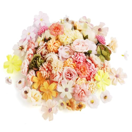 Zoyiancy 60 Stücke Künstliche Blumen Köpfe zum Basteln, Deko Klein Kunstblumen, Gemischt Mini Rosenköpfe für Hochzeit Party DIY (3 Farben) von Zoyiancy