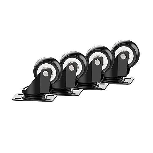 MöBelrollen 1,5 Zoll Durchmesser, strapazierfähig, 200 kg, schwarze Polyurethan-Lenkrollen, Trolley-Möbelrollen, 4 Stück tragkraft von Zpengtai