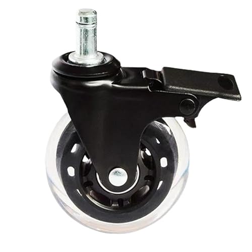 MöBelrollen 2 2.5 3 4 Zoll PU Universal Silent Wheel Computer Executive Bürostuhl Transparente Möbel Industrielle bewegliche Bremsrolle tragkraft(Brake type,3inch-rod11mm) von Zpengtai