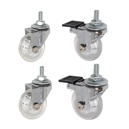 MöBelrollen 4 Stück 2 Zoll M8 x 15 mm Gewindespindelrollen Bürostuhl Lenkrollen Klare Lenkrollen mit Bremse for Sofa Stuhl Schrank tragkraft von Zpengtai