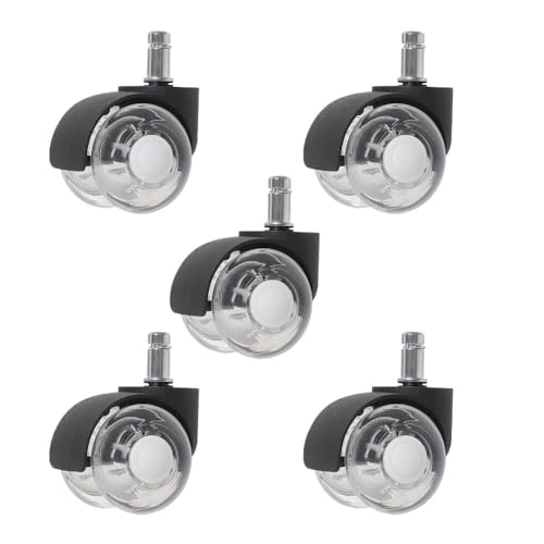 MöBelrollen 5 STÜCKE 2 Zoll Möbelrollen Transparent Doppelrad for Bürostuhl Riemenscheibe Roller Gaming Stuhl Lenkrollen tragkraft von Zpengtai