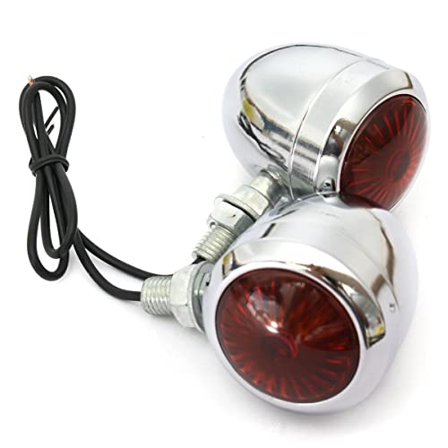 Zpengtai Blinker Motorrad 2/4pcs 12V Retro -Metall -Chrom -Motorrad -Blinker -Indikator Halogen Glühbirnenlampe Vintage Bernstein Universal Motorrad Blinker(2Pcs) von Zpengtai