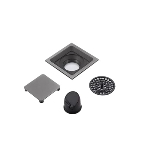 Zpengtai Bodenablauf Bodenablauf Messing Roségold Quadrat 10x10cm Badezimmer Dusche Abfallgitter Sieb Toilette Balkon Wasserabläufe abflusssieb(Gray) von Zpengtai