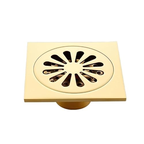 Zpengtai Bodenablauf Goldener Duschablauf Badezimmer Bodenablauf Waschmaschine Abfallablauf Quadratischer Bodenablauf Sieb Abdeckung Rost Abfall abflusssieb(Golden C1) von Zpengtai