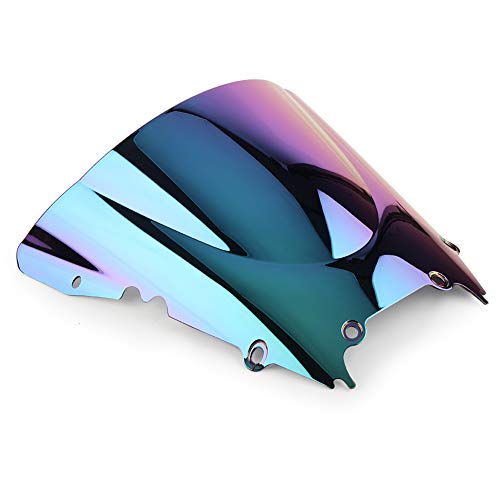 Zpengtai Motorrad Windschutzscheibe Motorrad Doppelblasen Windschutzscheibe Winddicht Abs Windschutzscheibe Passform for Yamaha YZF R6 600 1998 1999 2000 2001 2002 2002(Deep-Iridium) von Zpengtai