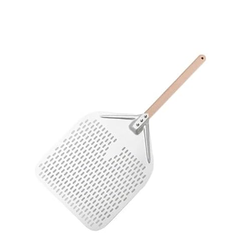 Zpengtai Pizzaschaufel 12/14 Zoll Pizzaschaufel aus perforiertem Aluminium mit abnehmbarem Griff, antihaftbeschichteter Backschaufel, Spachtel, Wender, Zubehör backen(35cm Silver 40cm H) von Zpengtai