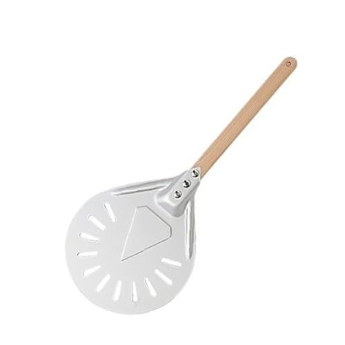 Zpengtai Pizzaschaufel 7/8/9 Zoll perforierte Pizzaschaufel aus Aluminium, rundes Pizzapaddel aus Metall, Rutschfester Holzgriff, Pizzaspatel, Schaufel, Backutensilien backen(9 inch 40cm) von Zpengtai