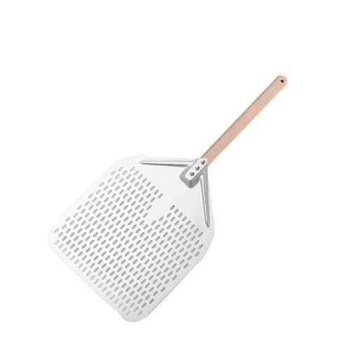 Zpengtai Pizzaschaufel Aluminium Pizza Schaufel Peel Lifter Werkzeuge rutschfeste Holzgriff Kuchen Brot Paddel Käse Cutter Backen Turner Zubehör backen(35cm Silver 40cm H) von Zpengtai