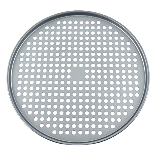 Zpengtai Pizzateller 37 cm rundes Pizzablech Antihaft-Pizza-Backblech Edelstahl-Pizza-Backform mit Luftloch-Backformen Pizza-Zubehör Durchmesser(Light Grey) von Zpengtai
