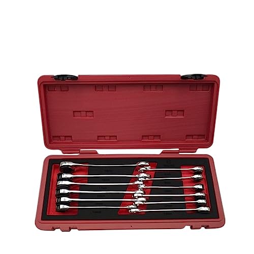 Zpengtai RatschenschlüSsel Set 9/12-teiliger Rohr-Ratschen-Maulschlüssel mit flexiblem/fixiertem Kopf, Maulschlüssel, Ölschlüssel Satz(12pcs Fix Head) von Zpengtai