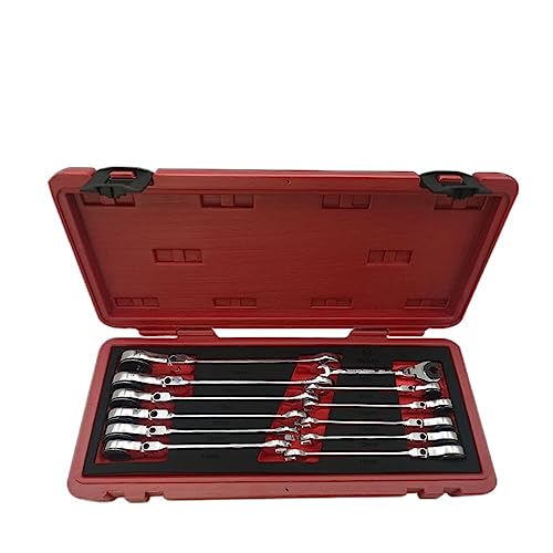 Zpengtai RatschenschlüSsel Set 9/12-teiliger Rohr-Ratschen-Maulschlüssel mit flexiblem/fixiertem Kopf, Maulschlüssel, Ölschlüssel Satz(12pcs Flex Head) von Zpengtai