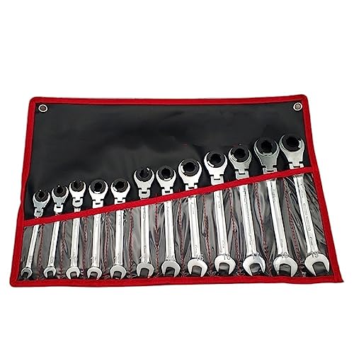 Zpengtai RatschenschlüSsel Set 9/12-teiliger Rohr-Ratschen-Maulschlüssel mit flexiblem/fixiertem Kopf, Maulschlüssel, Ölschlüssel Satz(12pcs Flex head-01) von Zpengtai