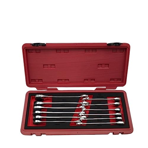 Zpengtai RatschenschlüSsel Set 9/12-teiliger Rohr-Ratschen-Maulschlüssel mit flexiblem/fixiertem Kopf, Maulschlüssel, Ölschlüssel Satz(9pcs Fix Head) von Zpengtai