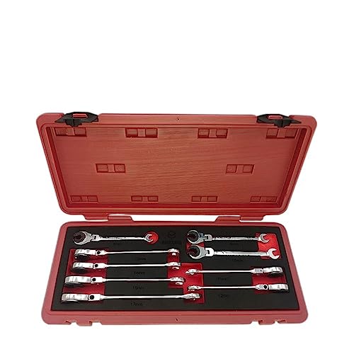 Zpengtai RatschenschlüSsel Set 9/12-teiliger Rohr-Ratschen-Maulschlüssel mit flexiblem/fixiertem Kopf, Maulschlüssel, Ölschlüssel Satz(9pcs Flex Head) von Zpengtai