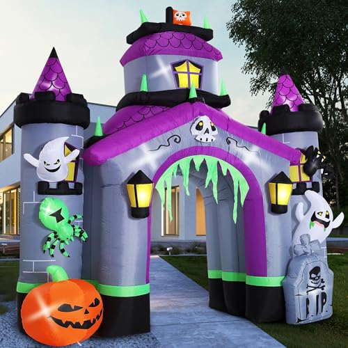 ZPISF Halloween Aufblasbare Riesen 3,5 m Spukhaus Schloss Torbogen Outdoor-Dekorationen, großer Halloween-Bogen Blow Up Yard Dekorationen für Vorrasen Garten Dekor von Zpisf