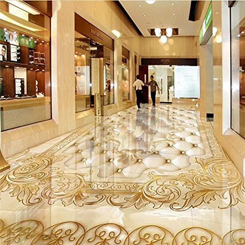 3D Bodenbelag Europäischen Luxus Gold Rose Marmor Weicher Parkettboden 3D Bodenbelag Fliesen Selbstklebende Pvc Tapete Wandbild-250X175Cm Benutzerdefinierte 3D Tapete 3D Boden Badezimmer Selbstklebe von Zqcay