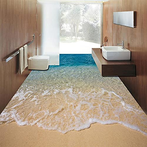 Benutzerdefinierte 3D Strand Meer Wasser Wohnzimmer Schlafzimmer Badezimmer Boden Wandbild Gemälde Selbstklebende Vinyltapete Wohnkultur-150X105Cm 3D Pvc Bodenbelag Benutzerdefinierte Foto Selbstkle von Zqcay