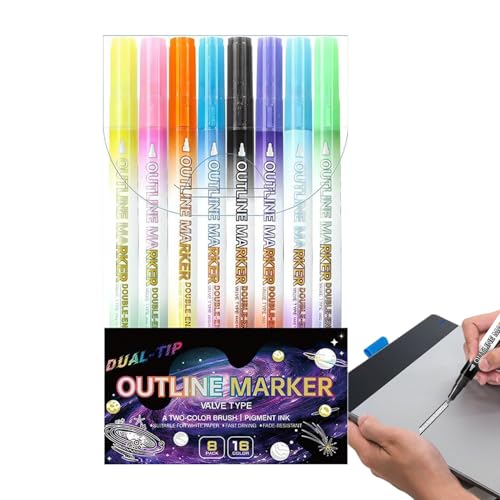 Zqkimzi Doppelte Outline Marker - 8 Stück Malstifte | Doppelseitige Kritzel Marker Für Kinder Erwachsene Geburtstagskarten Kalender Bastelprojekte Zqkimzi Doppelte Outline Marker - 8 Stück Malstifte | Doppelseitige Kritzel Marker Für Kinder Erwachsene Geburtstagskarten Kalender Bastelprojekte von Zqkimzi