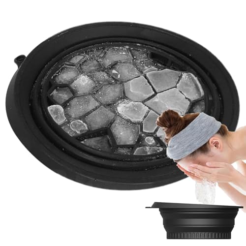 Zqkimzi Face Ice Bath Bowl, Silicone Reusable Foldable Basin, Cooling Built Cube Tray, Facial Roller Skin Care Spa Tool, Portable Face Wash Sink for Kitchen Home, 26x23x10cm von Zqkimzi