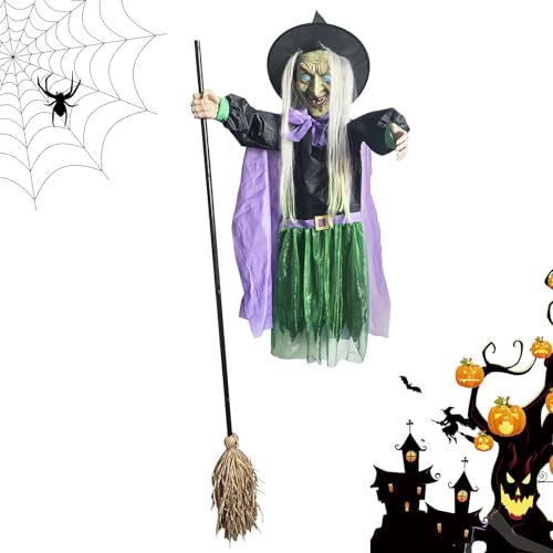 Zqkimzi Halloween Hexendekoration,Halloween Schwebende Hexe auf Besen mit gruseligen Geräuschen | Gruselige Deko Für Feiertage Garten Vorgarten Haus Eingang Terrasse Innenbereich Spukhaus Zqkimzi Halloween Hexendekoration,Halloween Schwebende Hexe auf Besen mit gruseligen Geräuschen | Gruselige Deko Für Feiertage Garten Vorgarten Haus Eingang Terrasse Innenbereich Spukhaus von Zqkimzi