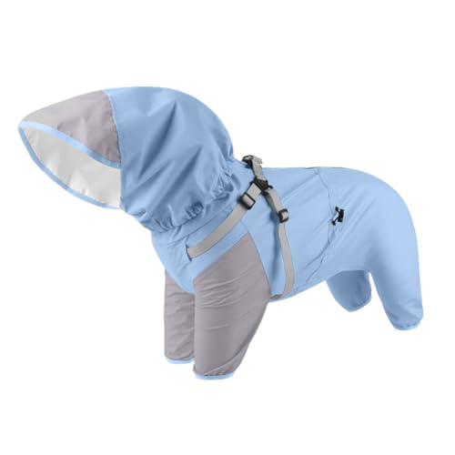 Zqkimzi Hunderegenmantel - Leichte Regenjacke für Welpen mit Kapuze,Verstellbar Reflektierend Wasserdicht Für Mittelgroße Bis Sehr Große Hunde Und Welpen Verbesserte Nachtsichtbarkeit von Zqkimzi