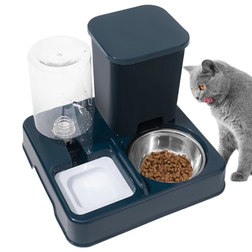 Zqkimzi Katzen Automatischer Futterautomat | Selbstfüllstation Für Katzen Mit Tränke | Futter- Und Wasserspender Zubehör Für Kleine Bis Mittlere Kätzchen Und Welpen von Zqkimzi