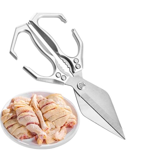 Zqkimzi Küchenschere Für Lebensmittel | Edelstahl Meeresfrüchte Schere,Robuste Multifunktionsschere Für Geflügel Seafood Nüsse Verarbeitung von Zqkimzi