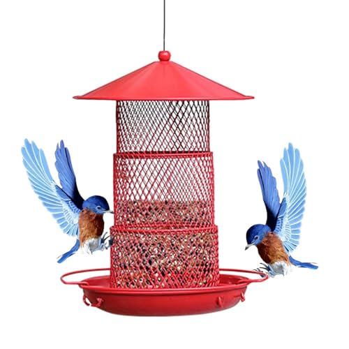 Zqkimzi Vogelfutterstation für Wildvögel – Metall zum Aufhängen Buffet Vogelfutterspender – 3-lagiges Design wasserdicht außen Wildkolibri-Futterspender leicht zu reinigen & zu befüllen, faltbar, für von Zqkimzi
