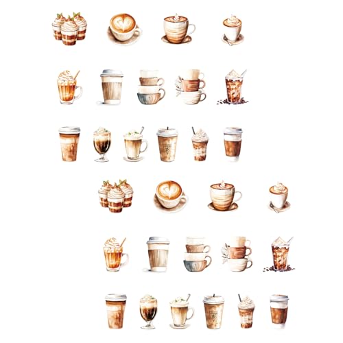 30 Blätter Dekorative Aufkleber Laptop Kleber Kaffeehaus Serie Für Journaling Scrapbooking von Zqxnt