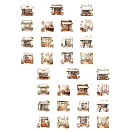 30 Blätter Dekorative Aufkleber Laptop Kleber Kaffeehaus Serie Für Journaling Scrapbooking von Zqxnt