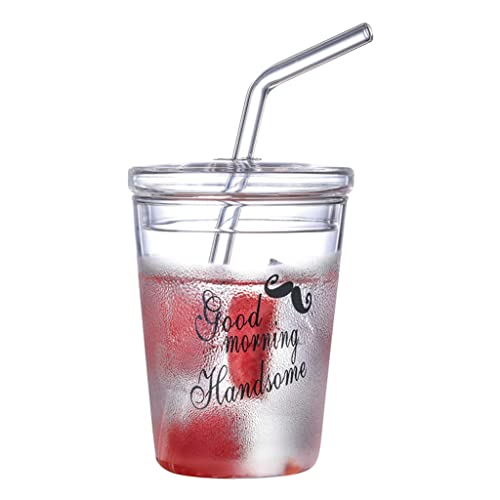 300 Für Kreatives Milchbecherglasmaterial Mit Deckel Und Strohfrühstück Becher Transparent Hitzebeständiger Strohbecher Kaffee Erdbeerwasserbecher 300 Für Kreatives Milchbecherglasmaterial Mit Deckel Und Strohfrühstück Becher Transparent Hitzebeständiger Strohbecher Kaffee Erdbeerwasserbecher von Zqxnt