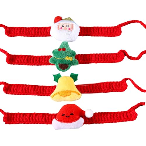 Zqxnt 4LOTS Urlaub Haustierschals Weicher Winter Krawis Hunde Regulierbar Gestrickter Schal Für Winter Wärme Kleine Haustierbekleidung von Zqxnt