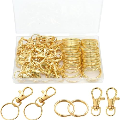 60pcs Metall Lobster Klauenverschluss Mit Schlüsselringen Für Handwerks Lanyard Clip Schnap Haken Schwenkverschluss Clip Keychain Making Keychain Für Projekte von Zqxnt