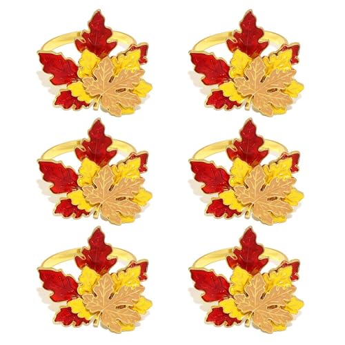 6pcs Elegante Serviettes Schnallen Ahornblatt Hochzeitsdekoration Einfache Servietten Schnallen Ahornblatt Servietten Ringe Hochzeiten Partyzubehör von Zqxnt