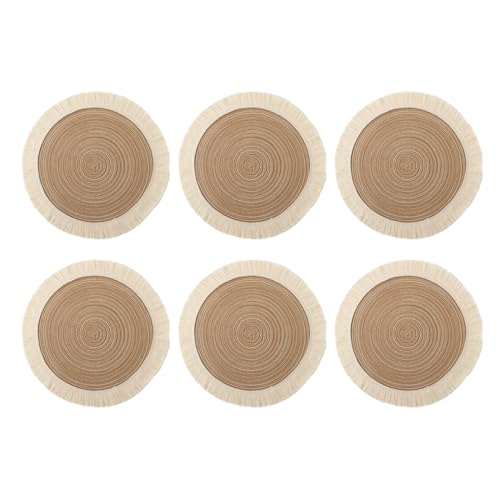 6pcs Runde Quasten Placemat Küchen Tischmatten Isolierte Placemat Antislip Esstisch Matten Waschbarer Matten Wärmewiderstand Tisch Matte 6pcs Runde Quasten Placemat Küchen Tischmatten Isolierte Placemat Antislip Esstisch Matten Waschbarer Matten Wärmewiderstand Tisch Matte von Zqxnt